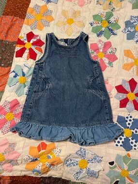 Faded Glory Denim Ruffle-Hem Girls' Jumper Dress - Blue